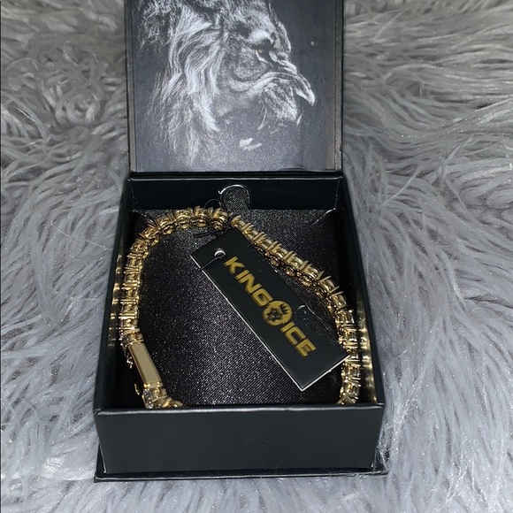 5mm single row tennis king ice bracelet 14k gold - Picture 3 of 6
